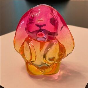 RARE! Kosta Boda Pink and Orange Glass Bunny Figurine